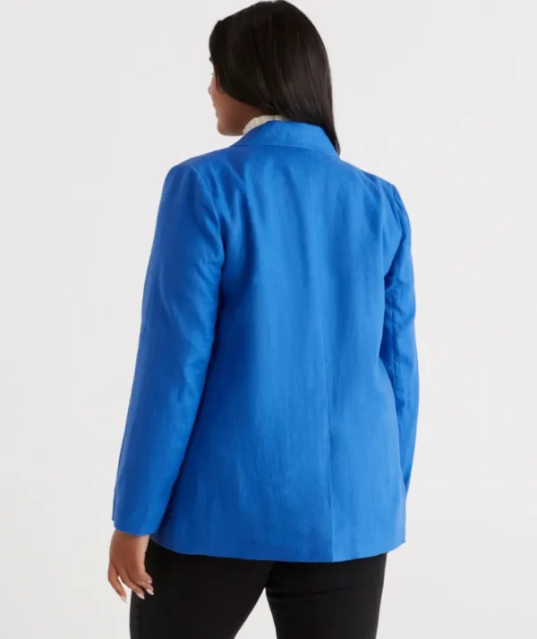 Sussan Single Breasted Linen Blazer-Women Jackets & Coats