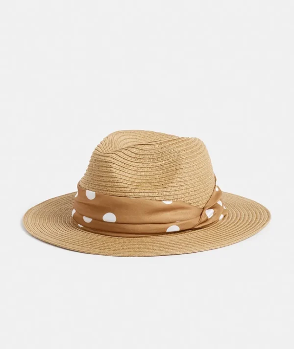 Sussan Spot Band Detail Panama Hat-Women Hats