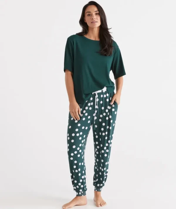 Sussan Spot Contrast Knit Harem Pyjama Pant-Women Pyjama Bottoms