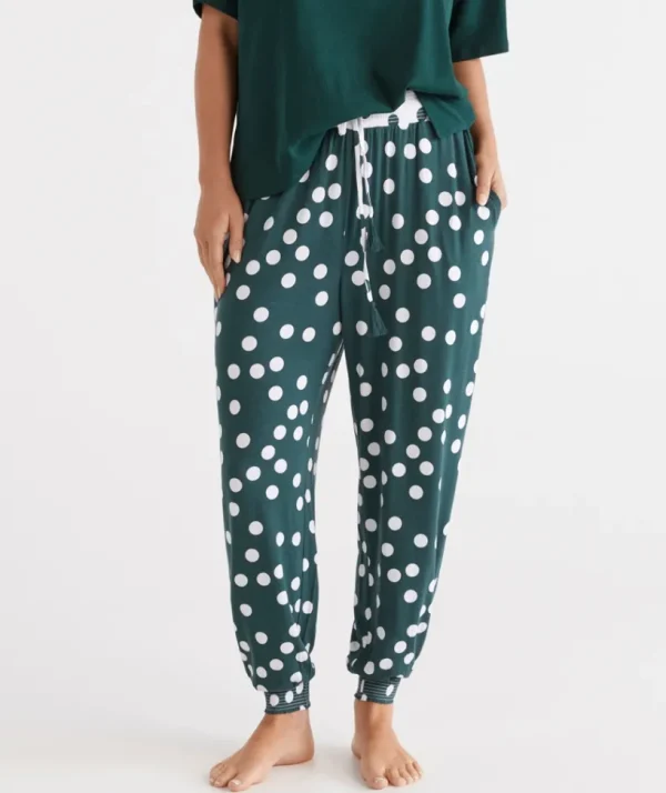 Sussan Spot Contrast Knit Harem Pyjama Pant-Women Pyjama Bottoms