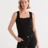 Sussan Square Neck Rib Tank-Women T-Shirts & Tanks