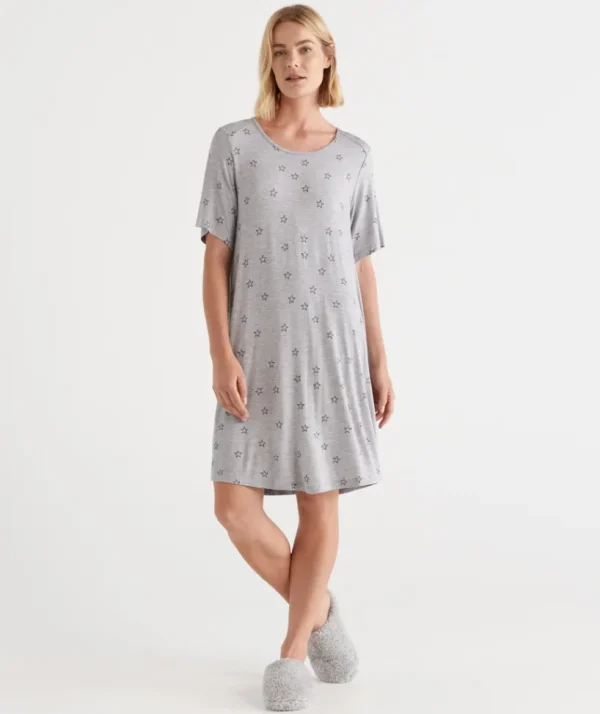 Sussan Star Print Knit Nightie-Women Nighties