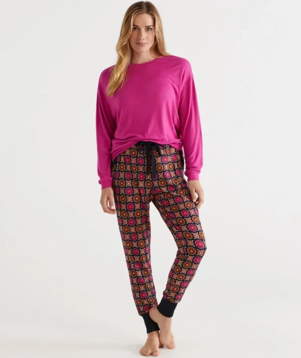 Sussan Tile Floral Long John-Women Pyjama Bottoms