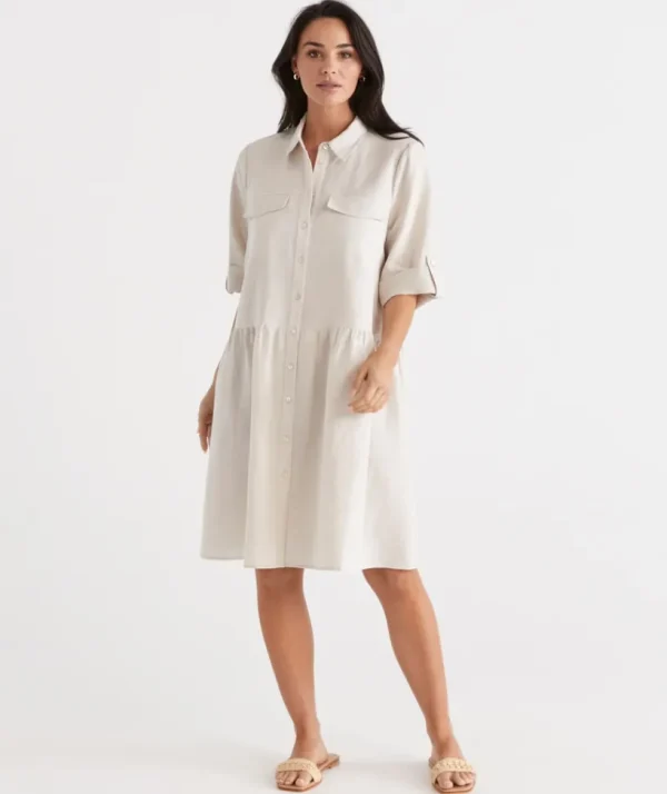 Sussan Utility Shirt Dress-Women Dresses