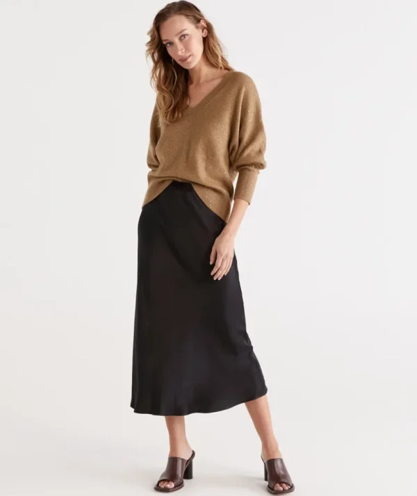 Sussan Winter Satin Slip Skirt-Women Skirts