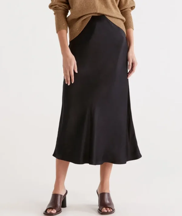 Sussan Winter Satin Slip Skirt-Women Skirts