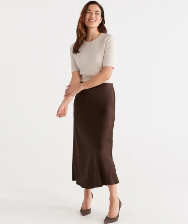 Sussan Winter Satin Slip Skirt-Women Skirts