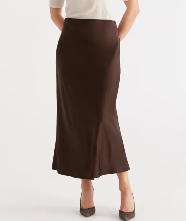 Sussan Winter Satin Slip Skirt-Women Skirts