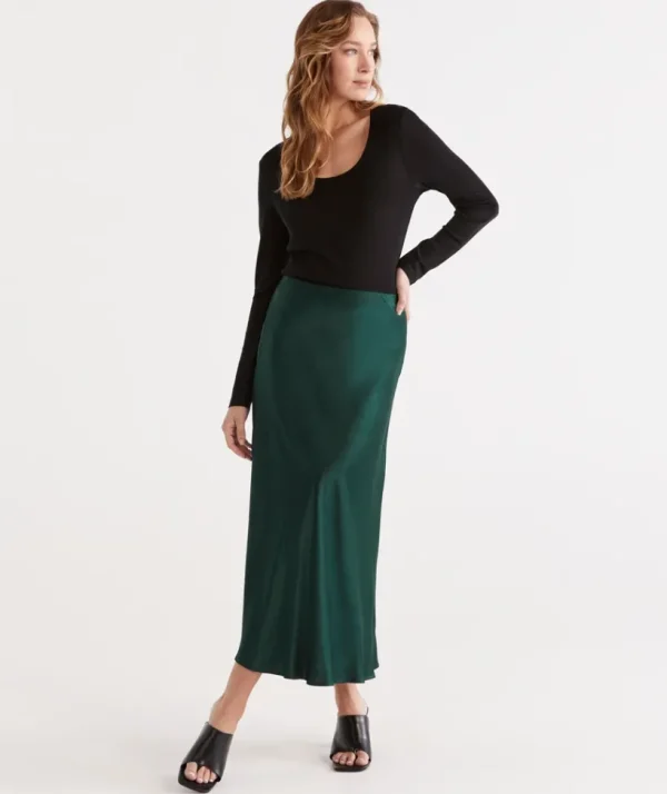 Sussan Winter Satin Slip Skirt-Women Skirts