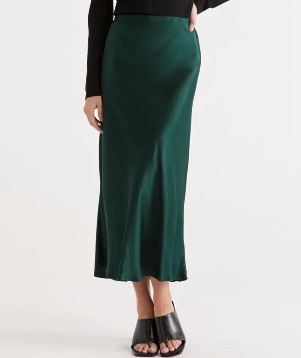 Sussan Winter Satin Slip Skirt-Women Skirts