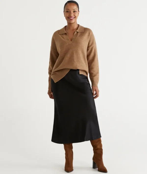 Sussan Winter Satin Slip Skirt-Women Skirts