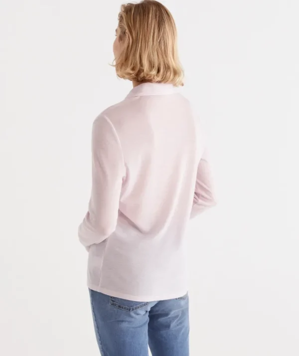 Sussan Wool Blend Button Long Sleeve Top-Women Tops